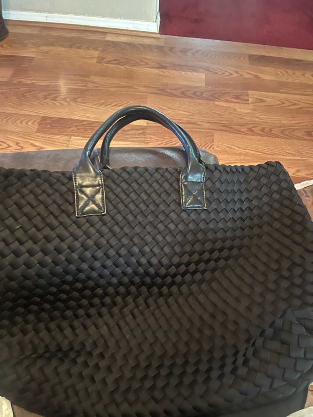 Black Woven Travel Weekender Bag